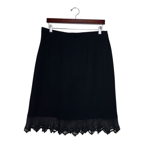 Escada Black Skirt Suit Lace Trim Size 44 EU 12 US - Picture 5 of 16